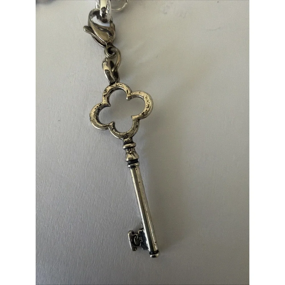 Origami Owl Silver Tone 5 Floating Crystal Charm Bracelet Locket Key Clover 7.5